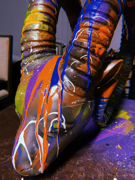 G.O.A.T. Acrylic/Spray paint on ceramic