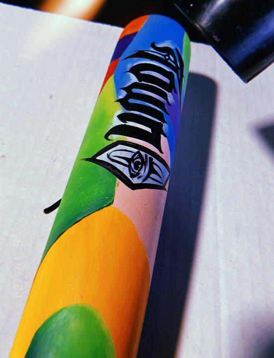 Town Acrylic on Wooden Bat